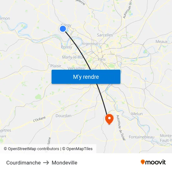 Courdimanche to Mondeville map