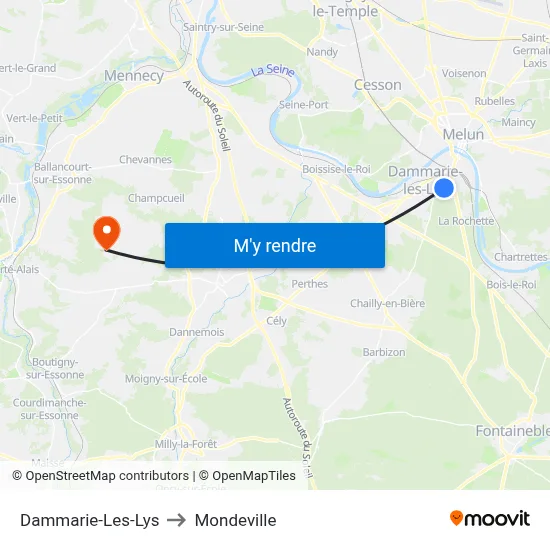 Dammarie-Les-Lys to Mondeville map
