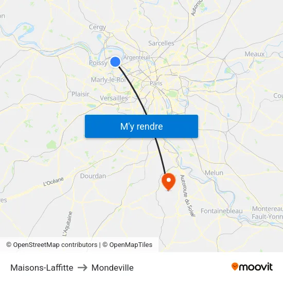 Maisons-Laffitte to Mondeville map