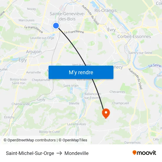 Saint-Michel-Sur-Orge to Mondeville map