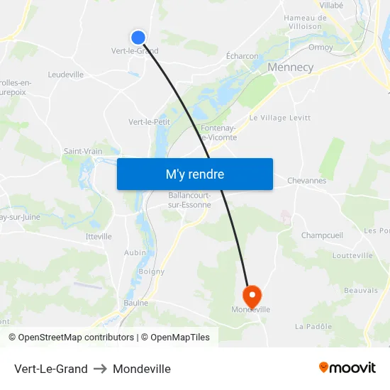 Vert-Le-Grand to Mondeville map