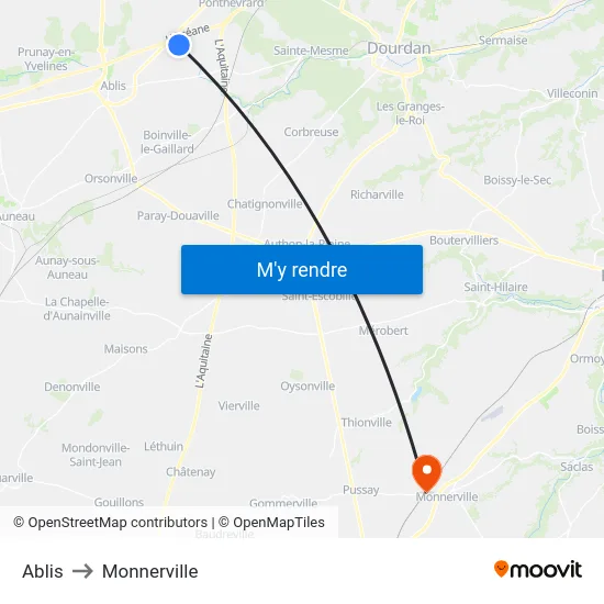 Ablis to Monnerville map