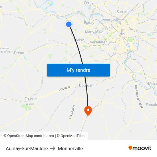 Aulnay-Sur-Mauldre to Monnerville map
