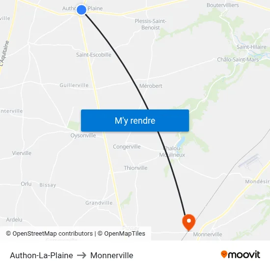 Authon-La-Plaine to Monnerville map