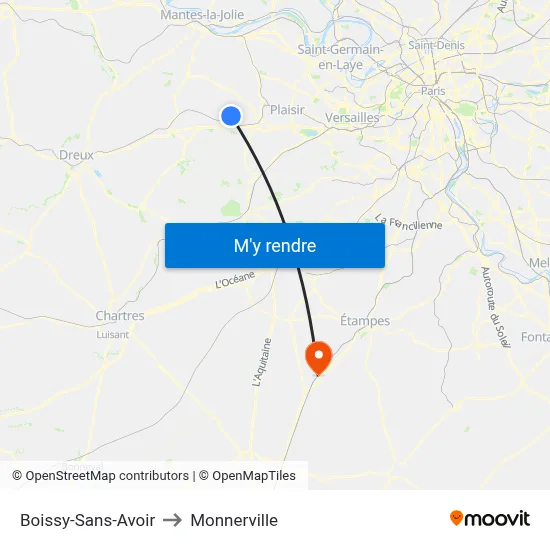 Boissy-Sans-Avoir to Monnerville map