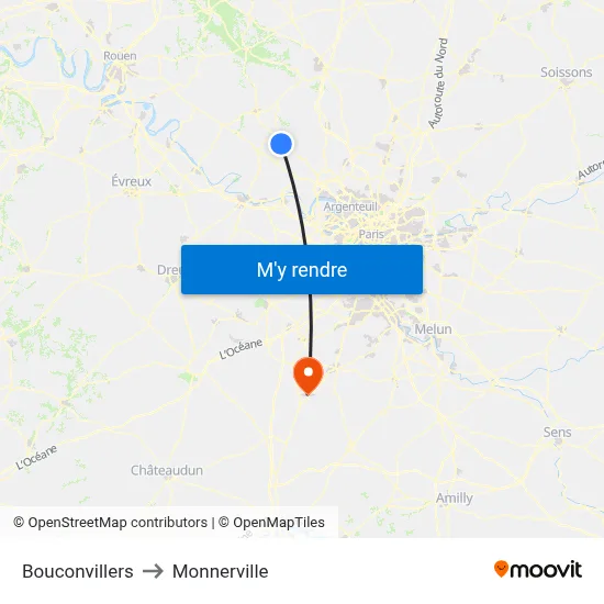 Bouconvillers to Monnerville map