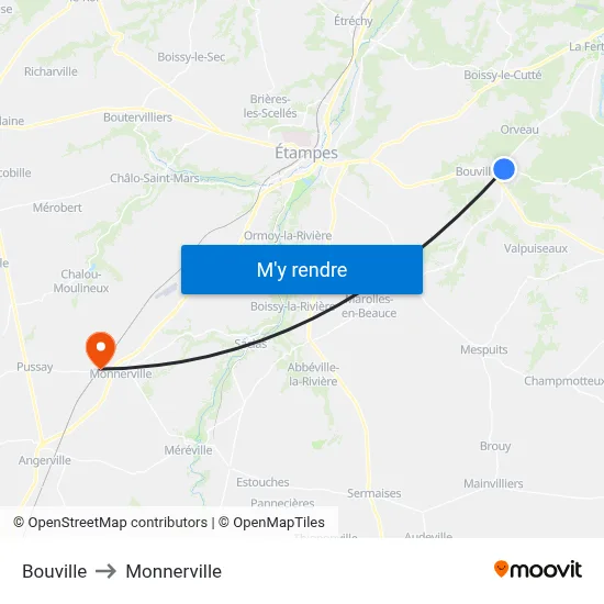 Bouville to Monnerville map