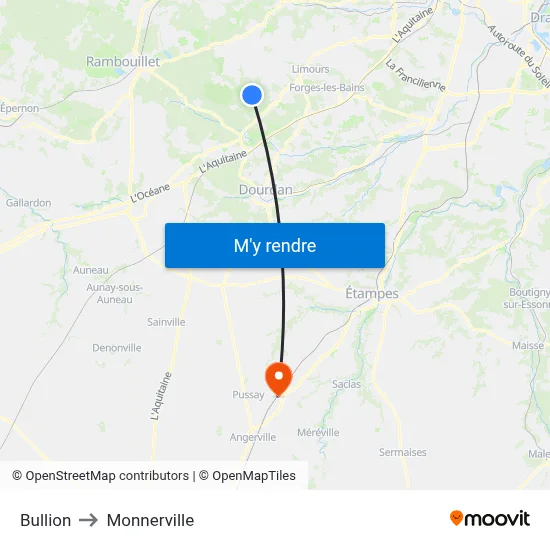 Bullion to Monnerville map