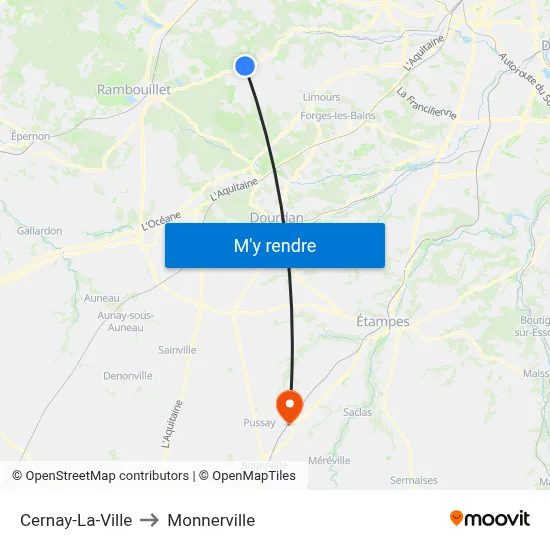 Cernay-La-Ville to Monnerville map