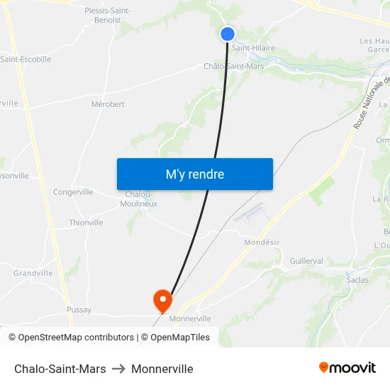 Chalo-Saint-Mars to Monnerville map