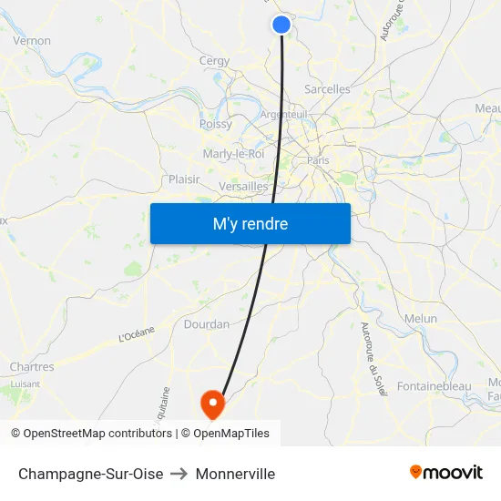 Champagne-Sur-Oise to Monnerville map