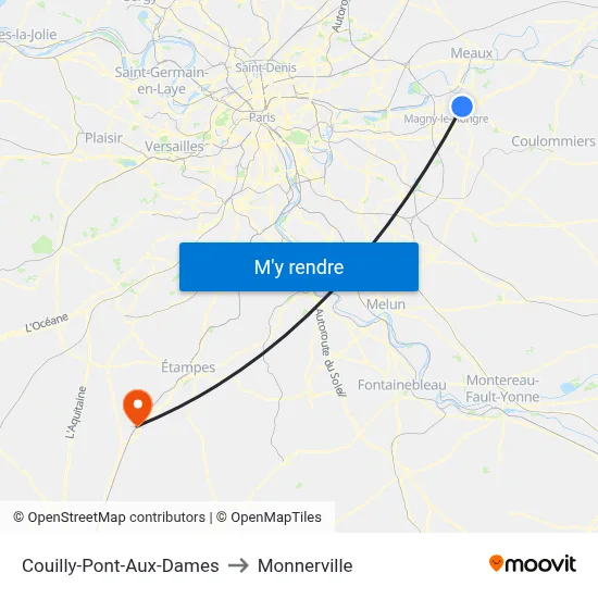 Couilly-Pont-Aux-Dames to Monnerville map