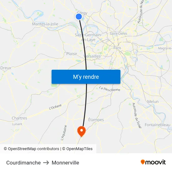 Courdimanche to Monnerville map