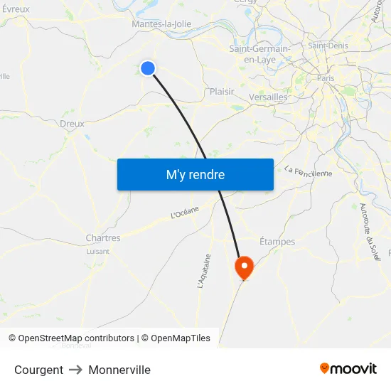 Courgent to Monnerville map