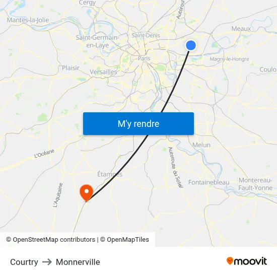 Courtry to Monnerville map
