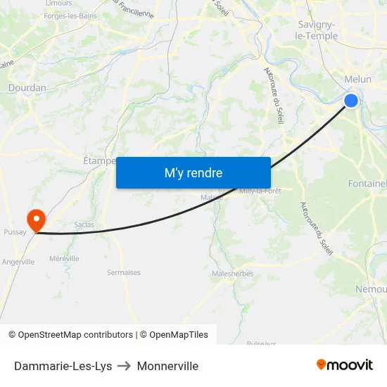 Dammarie-Les-Lys to Monnerville map