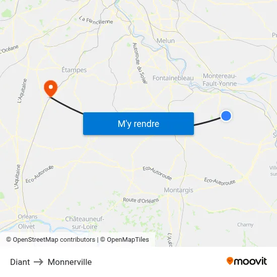 Diant to Monnerville map