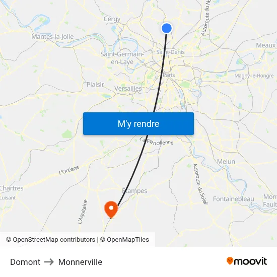 Domont to Monnerville map