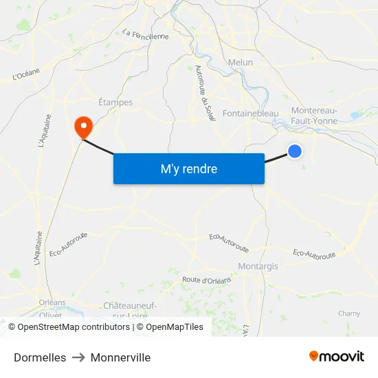 Dormelles to Monnerville map