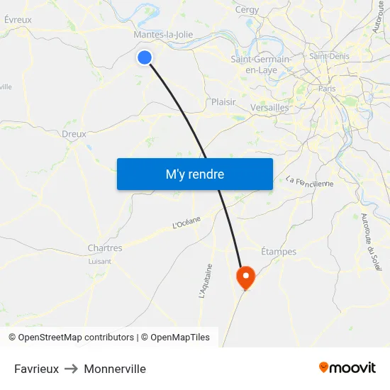 Favrieux to Monnerville map