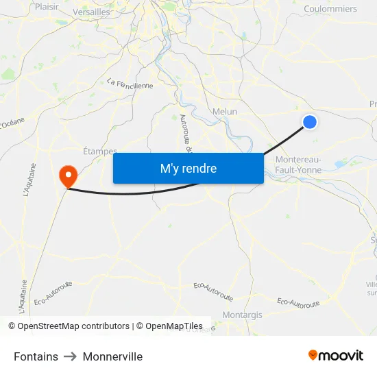 Fontains to Monnerville map