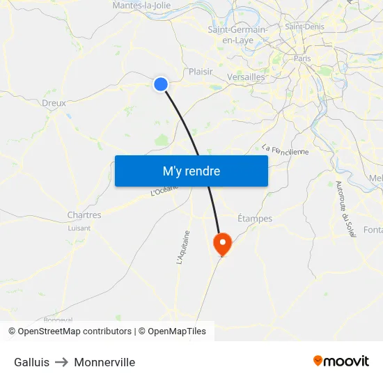 Galluis to Monnerville map