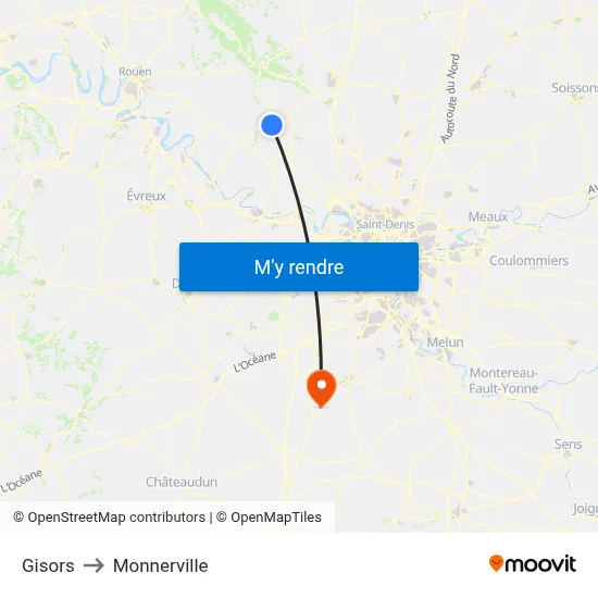 Gisors to Monnerville map