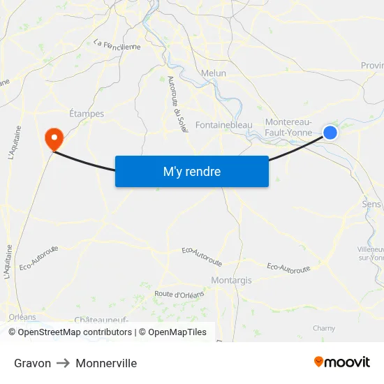 Gravon to Monnerville map