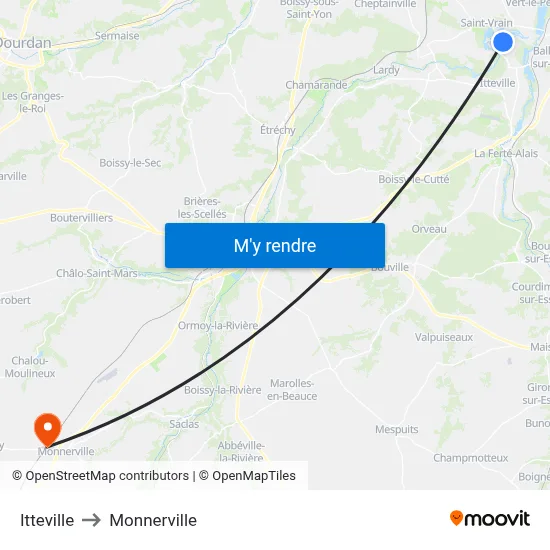 Itteville to Monnerville map