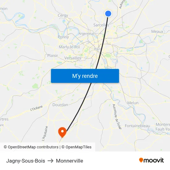 Jagny-Sous-Bois to Monnerville map