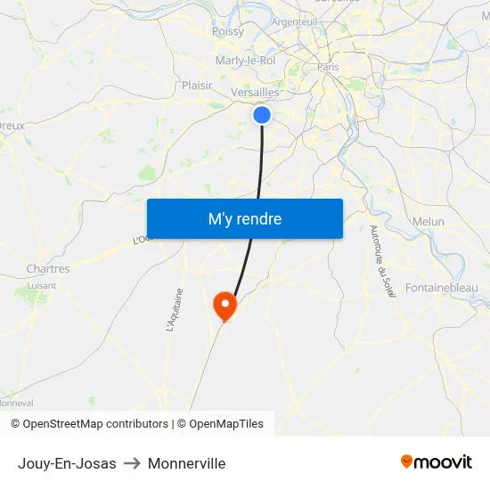 Jouy-En-Josas to Monnerville map