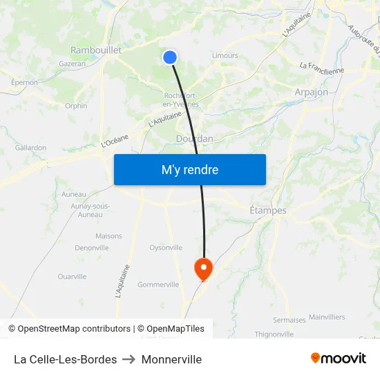 La Celle-Les-Bordes to Monnerville map