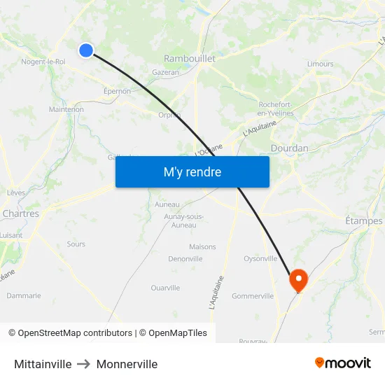 Mittainville to Monnerville map