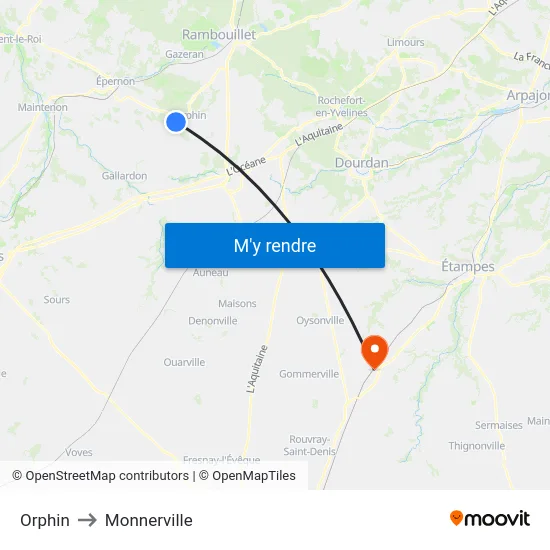 Orphin to Monnerville map