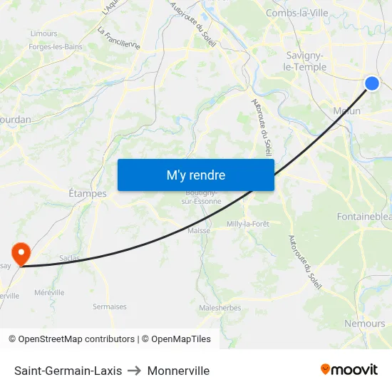 Saint-Germain-Laxis to Monnerville map