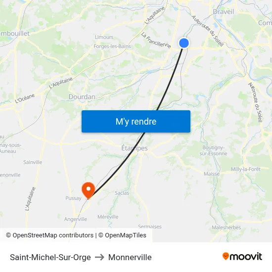 Saint-Michel-Sur-Orge to Monnerville map