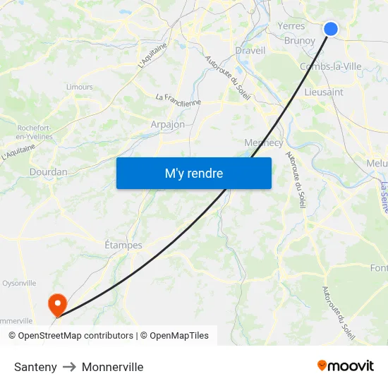 Santeny to Monnerville map
