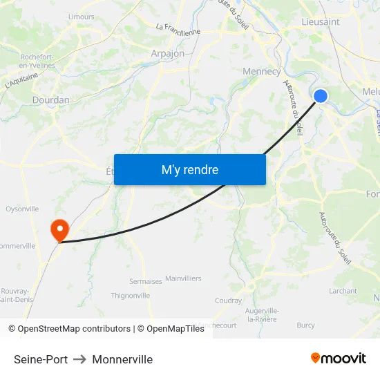 Seine-Port to Monnerville map