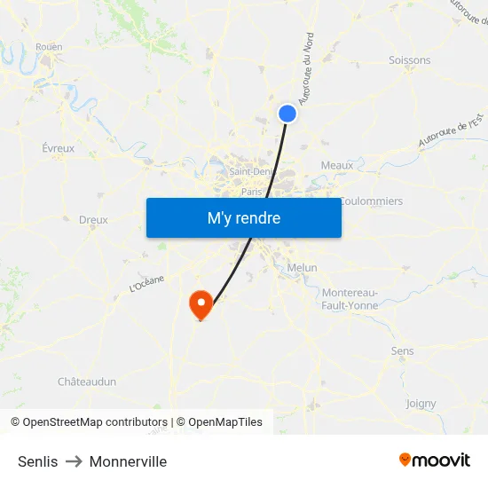 Senlis to Monnerville map