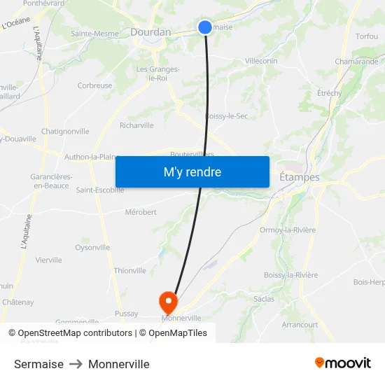 Sermaise to Monnerville map