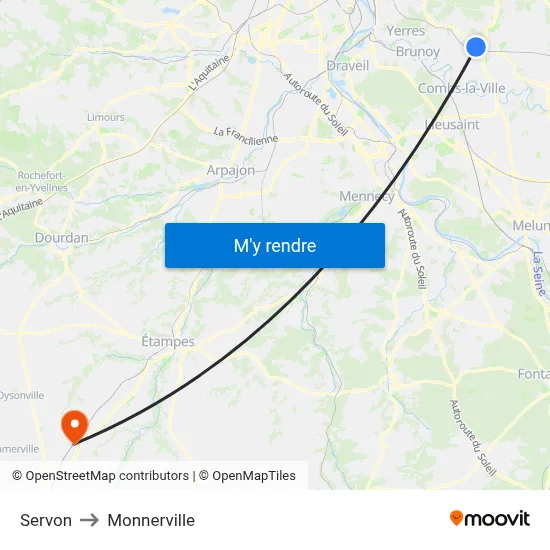Servon to Monnerville map