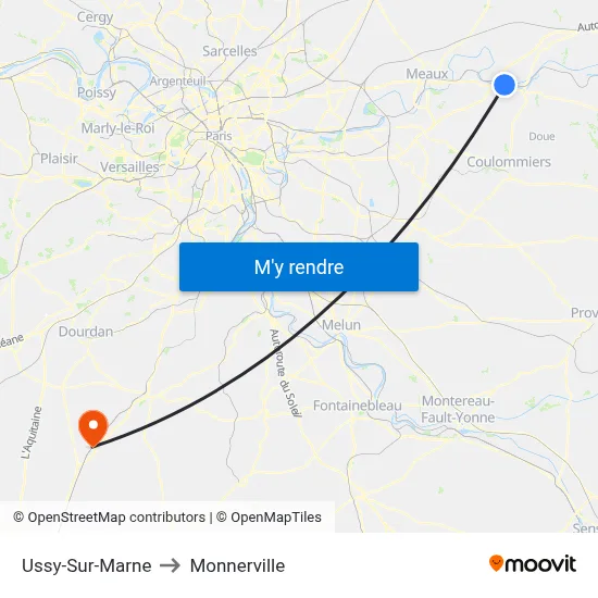 Ussy-Sur-Marne to Monnerville map