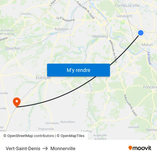 Vert-Saint-Denis to Monnerville map