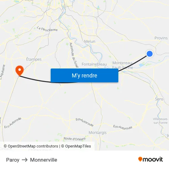 Paroy to Monnerville map