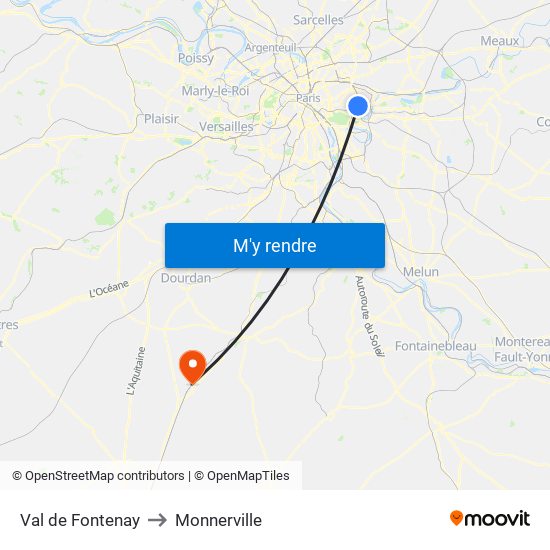 Val de Fontenay to Monnerville map