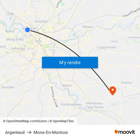 Argenteuil to Mons-En-Montois map