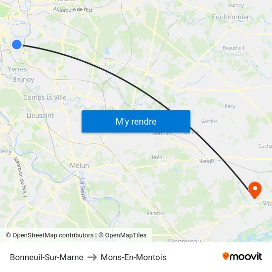 Bonneuil-Sur-Marne to Mons-En-Montois map