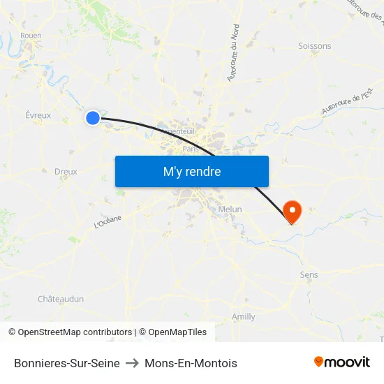 Bonnieres-Sur-Seine to Mons-En-Montois map