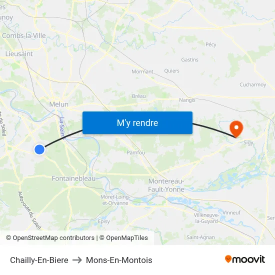 Chailly-En-Biere to Mons-En-Montois map