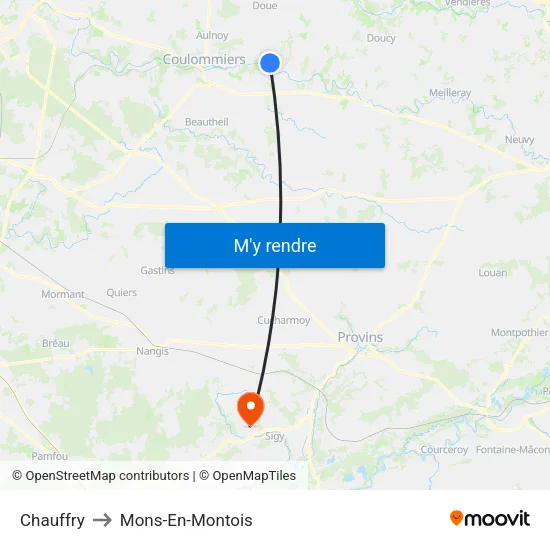 Chauffry to Mons-En-Montois map